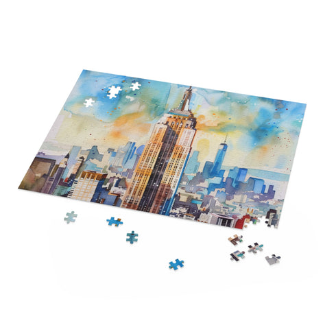 Empire State Watercolor Jigsaw Puzzle, Challenging & Beautiful Art Architecture Challenge