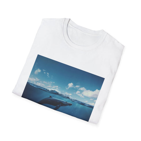 "Minimalist Whale Design Charcoal Cotton T-Shirt"