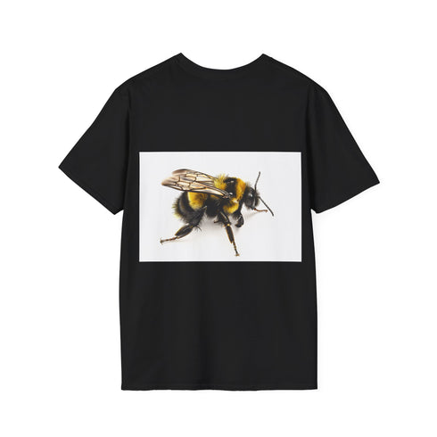 Vibrant bumblebee watercolor tee in charcoal cotton for summer style.