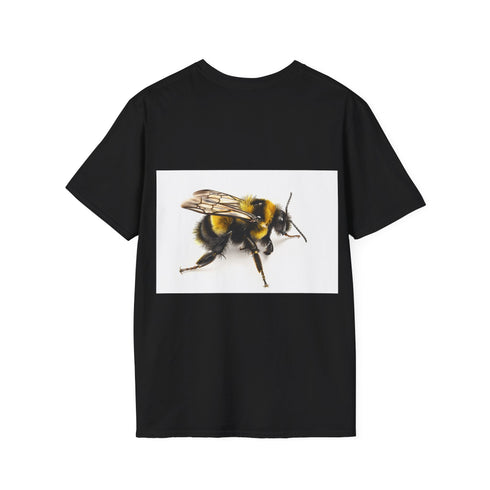 Charcoal watercolor tee with vibrant bumblebee design soft cotton crew neck