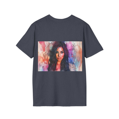 Charcoal watercolor tee with Kim Kardashian graphic soft cotton regular fit