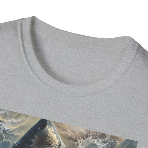 Charcoal cotton T-shirt with striking Megalodon painting in regular fit
