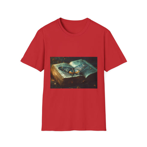 Celestial Luna Moth & Ancient Tome Graphic Unisex Softstyle T-Shirt - View 2 | Prints With Passion