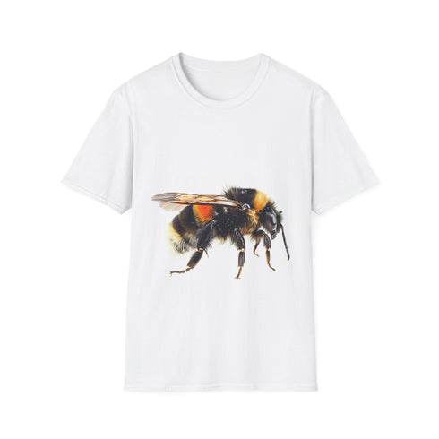 Charcoal cotton tee featuring vibrant bumblebee watercolor design for summer style