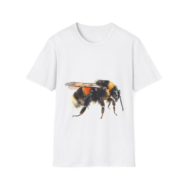 Charcoal cotton tee featuring vibrant bumblebee watercolor design for summer style