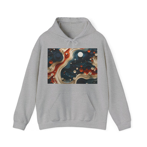 Xuliban Dreamscape Hoodie in Navy, Size S, surreal art design.