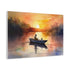 Golden Hour Fisherman Silhouette Sunset Stretched Canvas Wall Art - View 6 | Prints With Passion