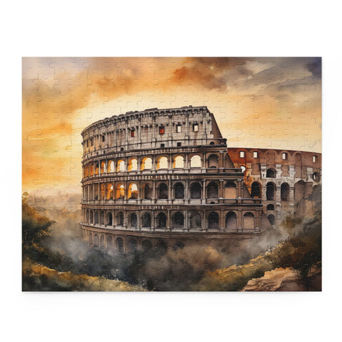 Colosseum Sunset Jigsaw Puzzle - Piece together the beauty of Rome with this stunning sunset scene. Ideal for puzzle enthusiasts and travelers.