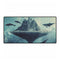 Floating Mountain Surrounded by Whales — XL & XXL Desk Mat — Full Top-Down Artwork View