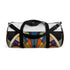 Art Deco-inspired duffel bag with bold print, perfect for stylish travelers.