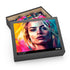 Neon watercolor Margot Robbie puzzle in vibrant hues and stunning detail.