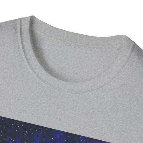 Charcoal cotton t-shirt with neon space galaxy design regular fit crew neck