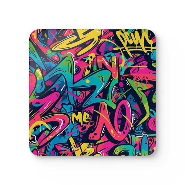 Neon Urban Graffiti Coaster Set | Home Decor | Accessories, Coasters, Desk, Kitchen, Kitchen Accessories, Sublimation, Summer Picks | Prints with Passion