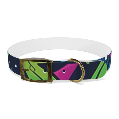Neon graffiti dog collar for M-sized dogs in black onyx.