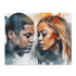 Vibrant JayZ Beyoncé watercolor puzzle featuring iconic duo music lovers art enthusiasts.