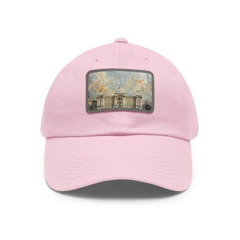Buckingham Palace Watercolor Cap, White/Light Brown Patch, Unisex Cotton Hat