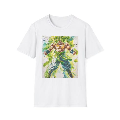 Charcoal cotton T-shirt featuring dynamic Broly Super Saiyan graphic