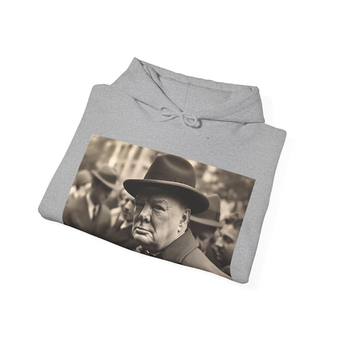 Winston Churchill Wartime Hoodie in Navy, Men's/Women's Regular Fit - DTG