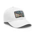 New York Subway watercolor snapback cap in white with light brown patch.