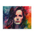 Kate Beckinsale neon watercolor jigsaw puzzle, vibrant, mesmerizing art for fans.