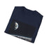 Charcoal cotton T-shirt with ethereal watercolor Earth from space design