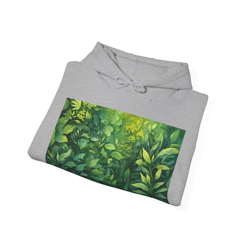 Tapestry-style navy hoodie inspired by Tolkien's lush summer landscapes.