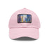 Chicago Skyline Watercolor Cap in White with Light Brown Rectangle Patch.