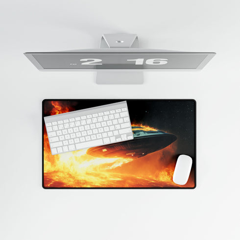 Spaceship Leaving a Burning Planet Gaming XXL Extended Desk Mat
