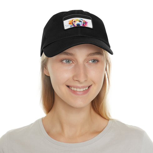 Adorable lab design white cotton baseball cap.