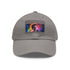 Neon watercolor baseball cap with light brown patch and rectangular shape.