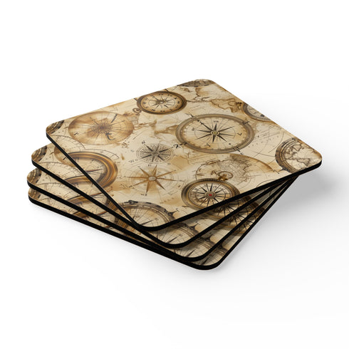 Ocean Blue Eyes Corkwood Square Coasters, Coastal Charm Kitchen Accessories