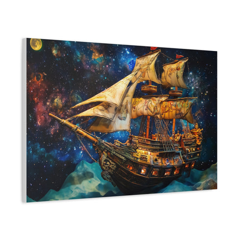 Pirate Ship Flying Through Space — Canvas Wall Art — Product Detail View 6