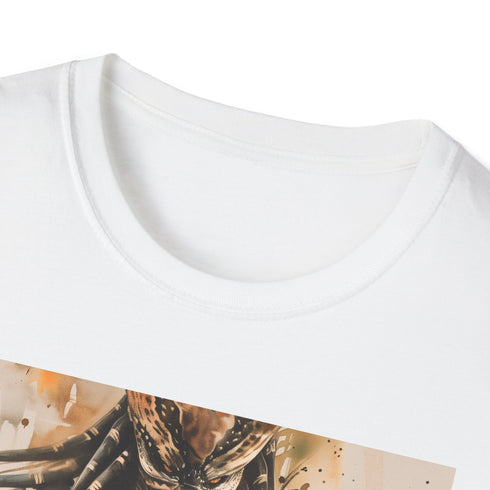 Charcoal Predator T-shirt with vibrant Yautja print in comfortable cotton fabric