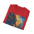 Charcoal cotton t-shirt featuring vibrant galaxy painting regular fit crew neck