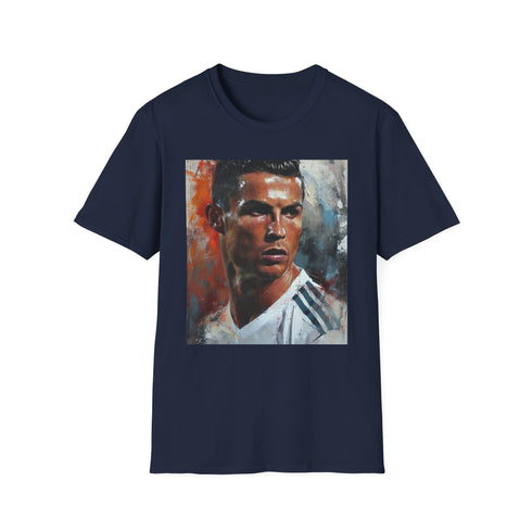 Charcoal cotton crew neck t-shirt with bold watercolor Cristiano Ronaldo graphic