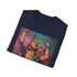 Charcoal crew neck cotton T-shirt with vibrant Coldplay painting graphic