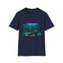Charcoal cotton T-shirt with sunken civilization graphic regular fit crew neck