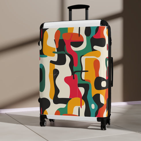 Abstract Adventure Suitcase Set in Small Black - Bold, Bright, Vibrant Patterns