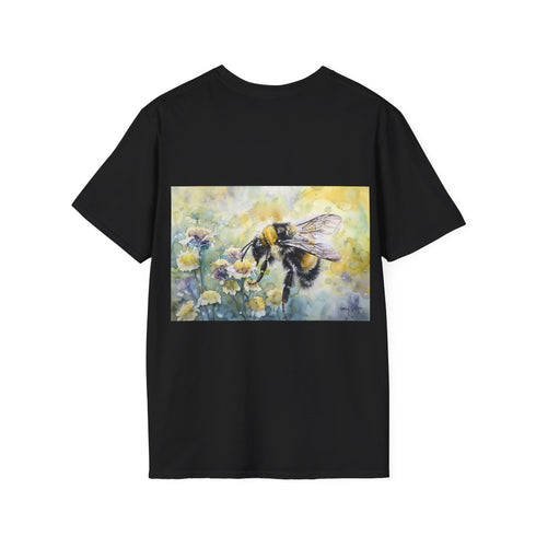 Buzzing bumblebee watercolor tee in charcoal - mens/womens summer fashion.
