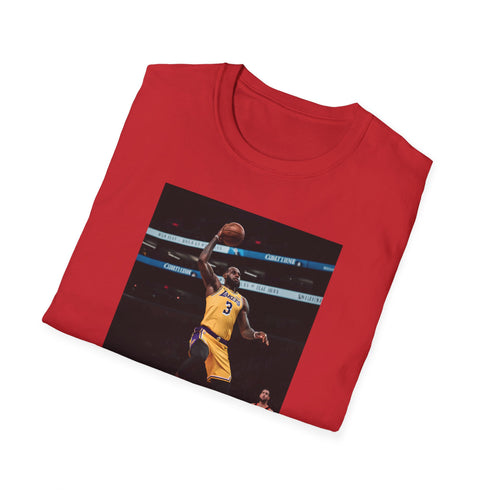 Charcoal crew neck cotton tee with LeBron Lakers action graphic