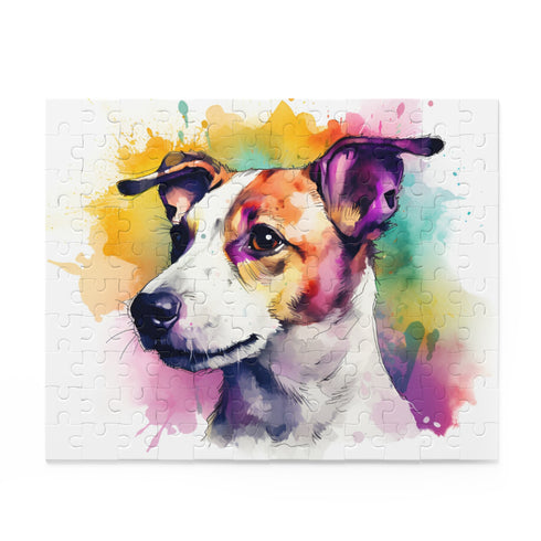 Adorable Jack Russell Terrier Jigsaw Puzzle vibrant colors 120 pcs.