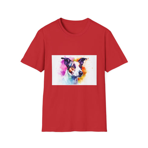 Charcoal cotton T-shirt with vibrant Jack Russell design and crew neck