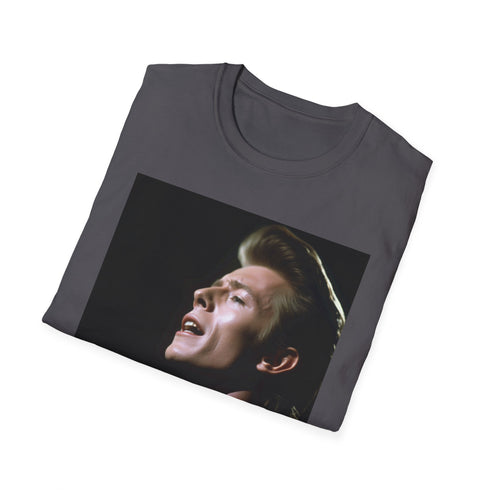 Charcoal cotton T-shirt with Ziggy Stardust watercolor design and regular fit
