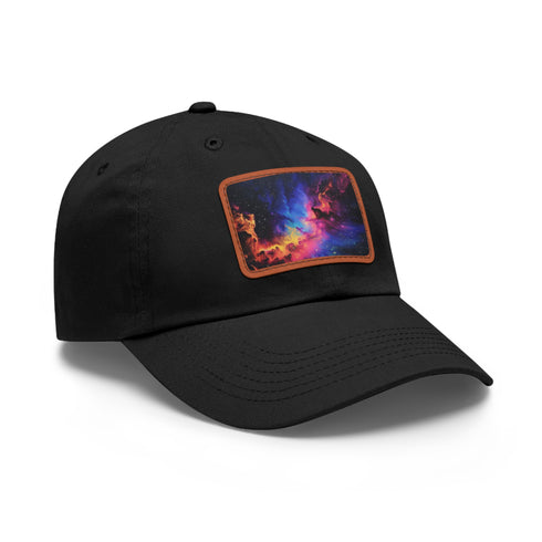 Galactic Glow Baseball Cap in White with Light Brown Patch.