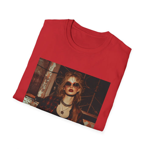 Charcoal crew neck cotton t-shirt with distressed 90s grunge design