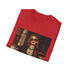 Charcoal crew neck cotton t-shirt with distressed 90s grunge design