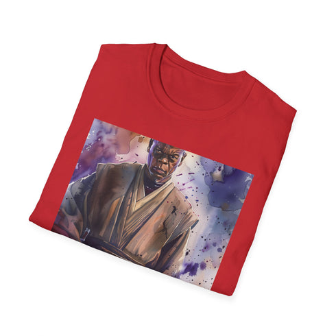 Charcoal crew neck cotton T-shirt featuring Mace Windu illustration