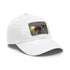 Iron Man themed snapback hat in white with brown patch.