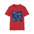 Symmetrical charcoal cotton T-shirt with intricate nature-inspired design