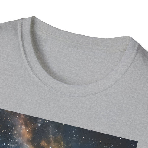 Charcoal cotton t-shirt with Milky Way painting and crew neck design